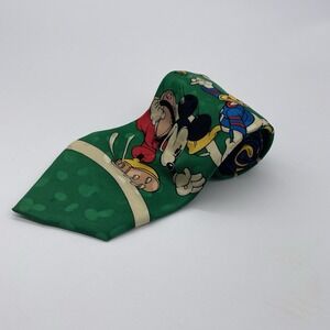 Vtg MICKEY MOUSE The Disney Store‎ 100% Silk FOOTBALL NECK Tie Donald/goofy